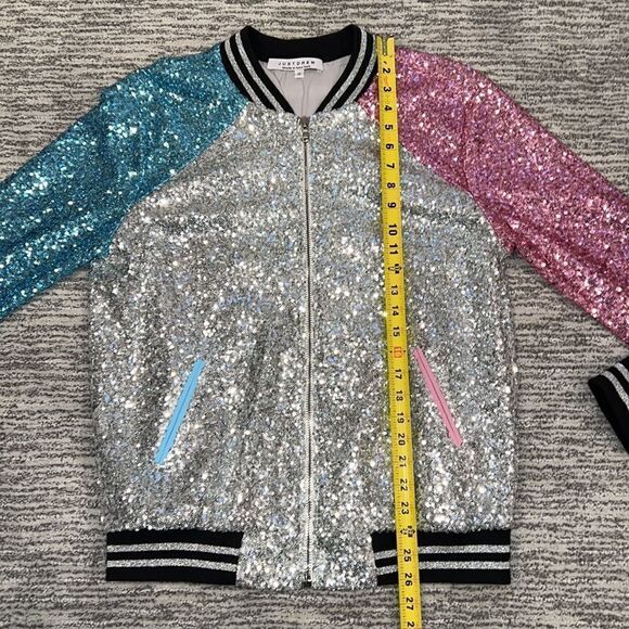 New Just Drew Custom Sequins Bomber Jacket Small - Picture 8 of 12